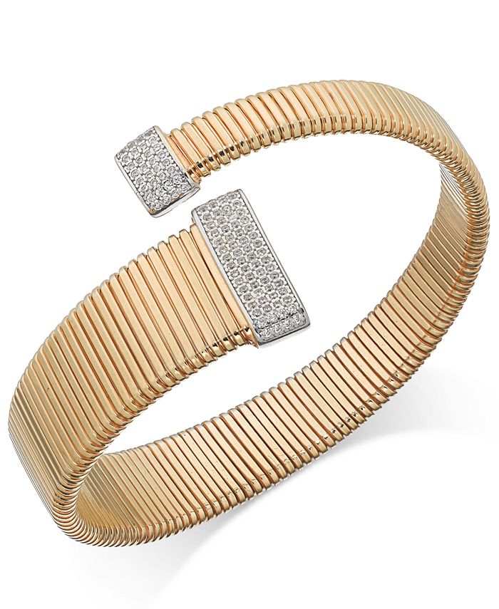 Macy's Diamond Wrap Bangle Bracelet (1/2 ct. t.w.) in 14k Gold over
