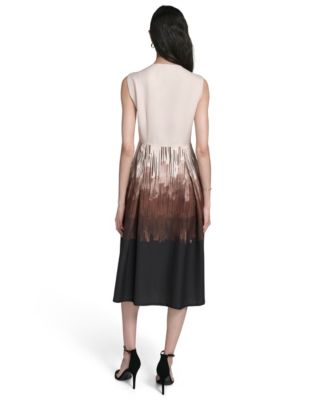 Women's Placement Print Sleeveless Midi Dress