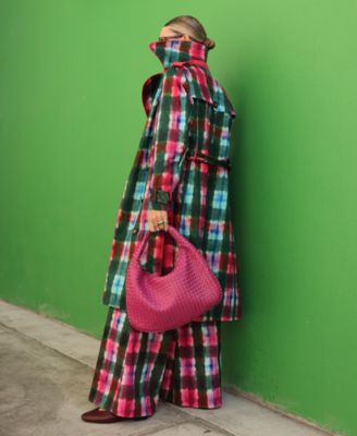 Women's Plaid Trench Coat