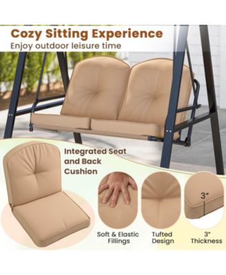 2-Person Outdoor Porch Swing Swing Loveseat with A-Shaped Metal Stand