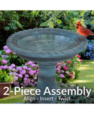 Outdoor Glass Fiber Reinforced Concrete Patio Garden Façade du Soleil Bird Bath - 26"
