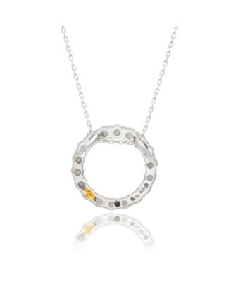 Suzy Levian Sterling Silver White Topaz Circle Eternity Necklace