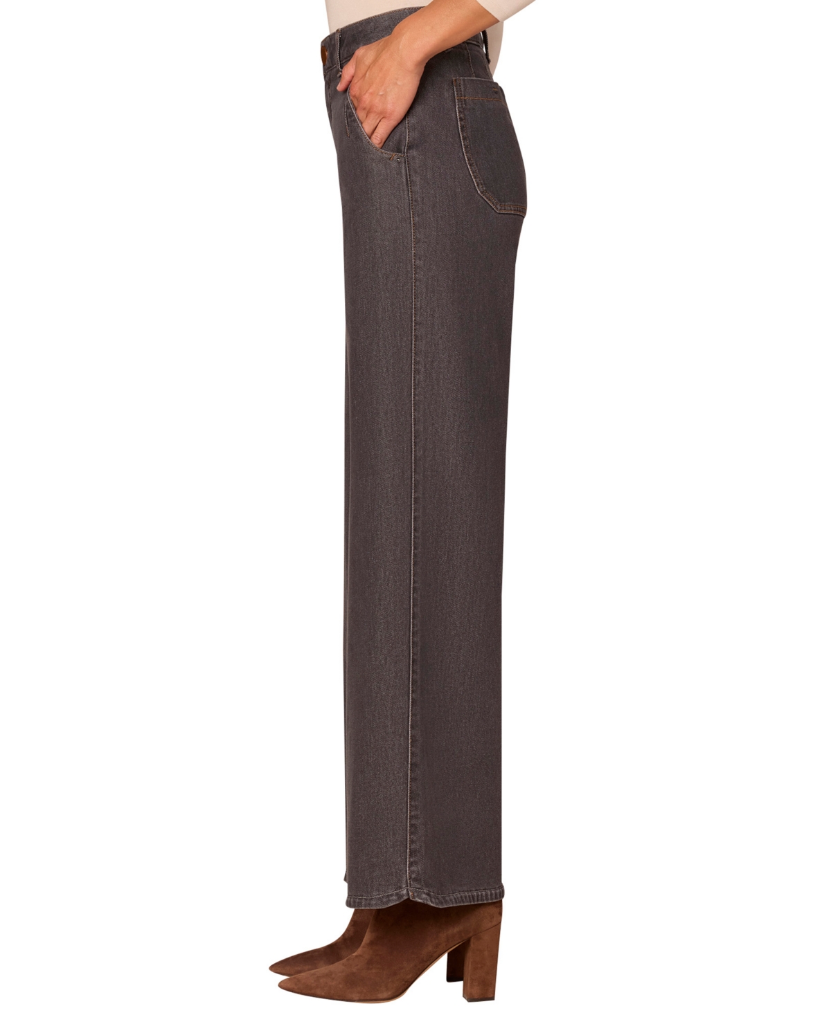 Democracy Petite Skyrise Wide Leg Jeans In Gray