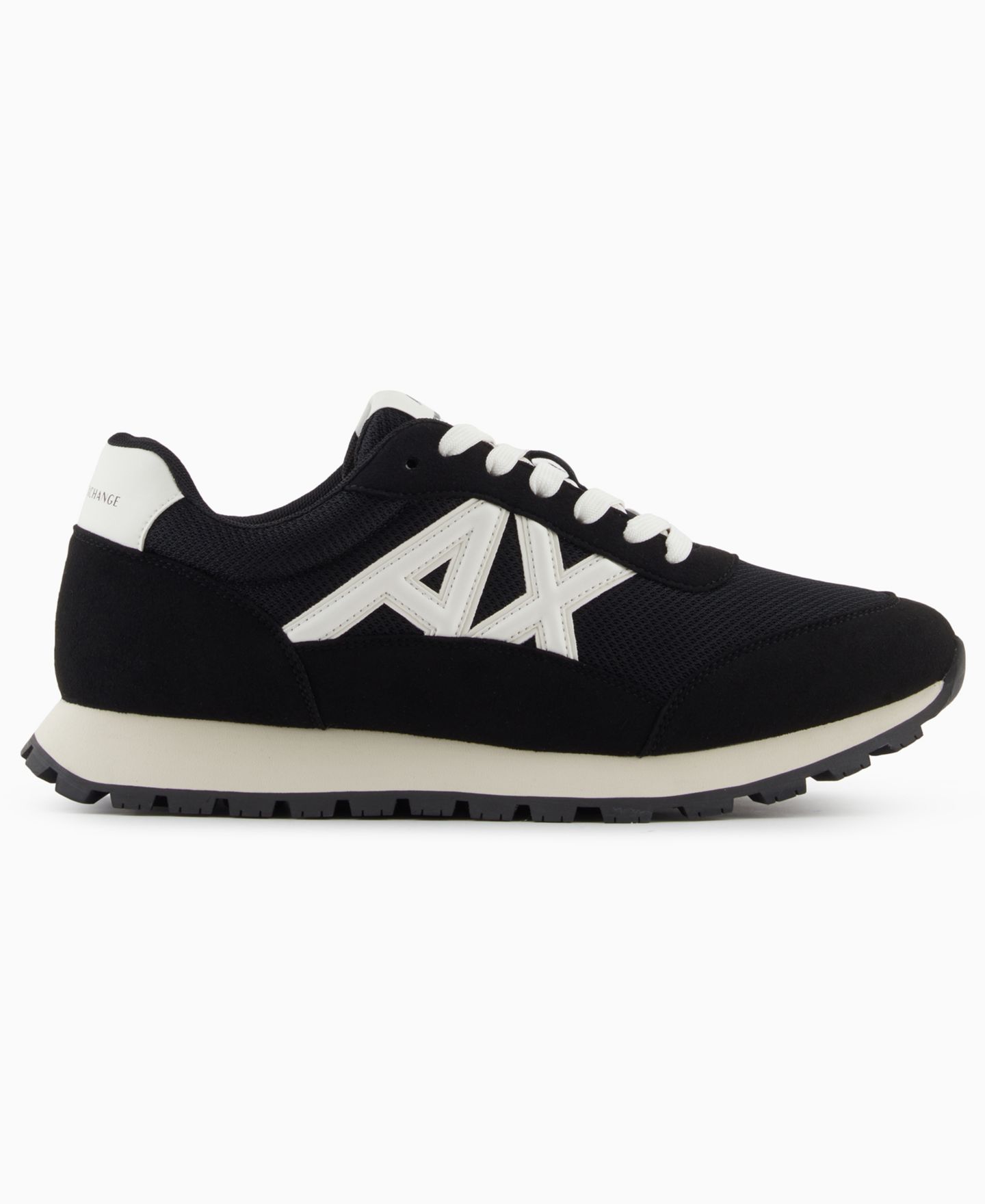 Мужские кроссовки A|X Armani Exchange Drop Logo Mesh, цвет: Чёрный / Молочный белый — фото 1