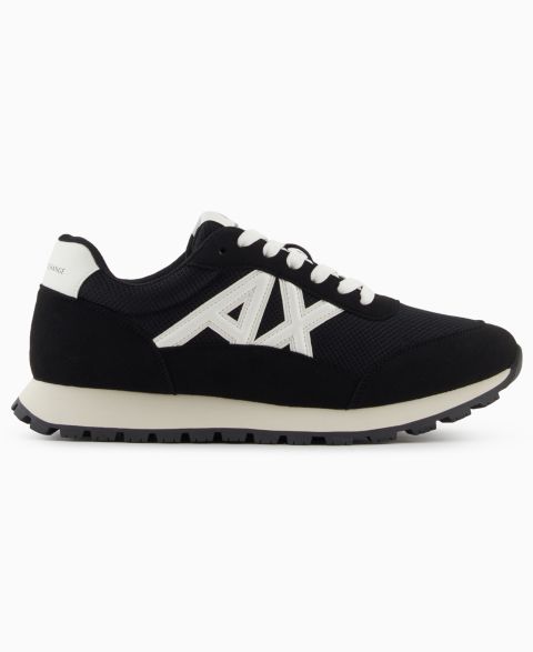 Мужские кроссовки A|X Armani Exchange Drop Logo Mesh, цвет: Чёрный / Молочный белый