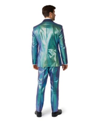 Men's Silver Suit - New Years And Christmas Party Costume - Metallic Shiny Silver - Includes Blazer, Pants and Tie