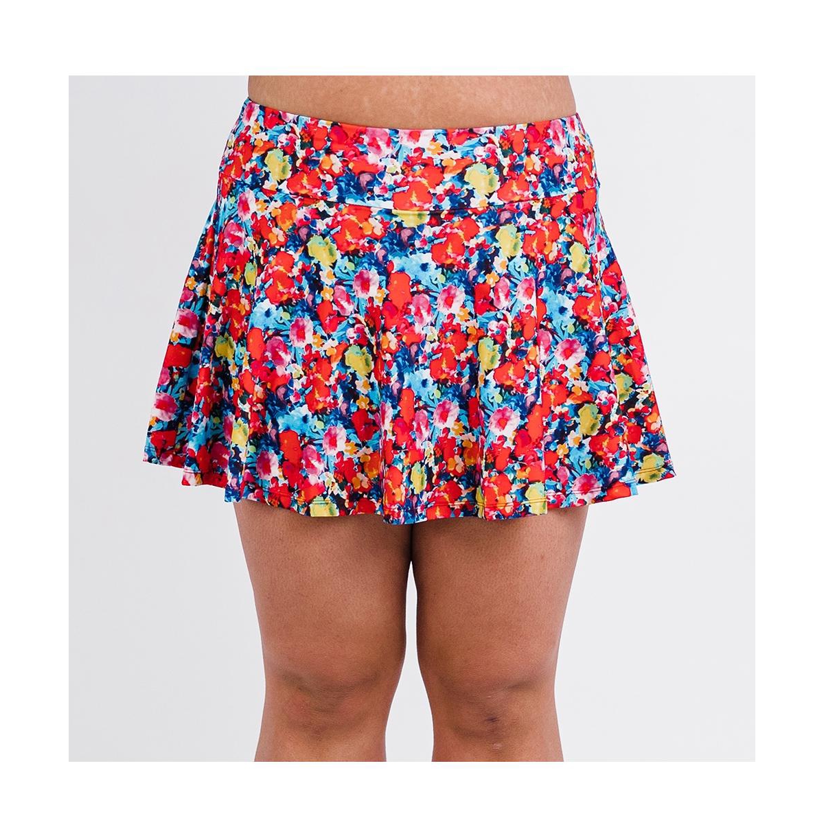 Calypsa Plus Flowy Swim Skirt With Attached Shorts