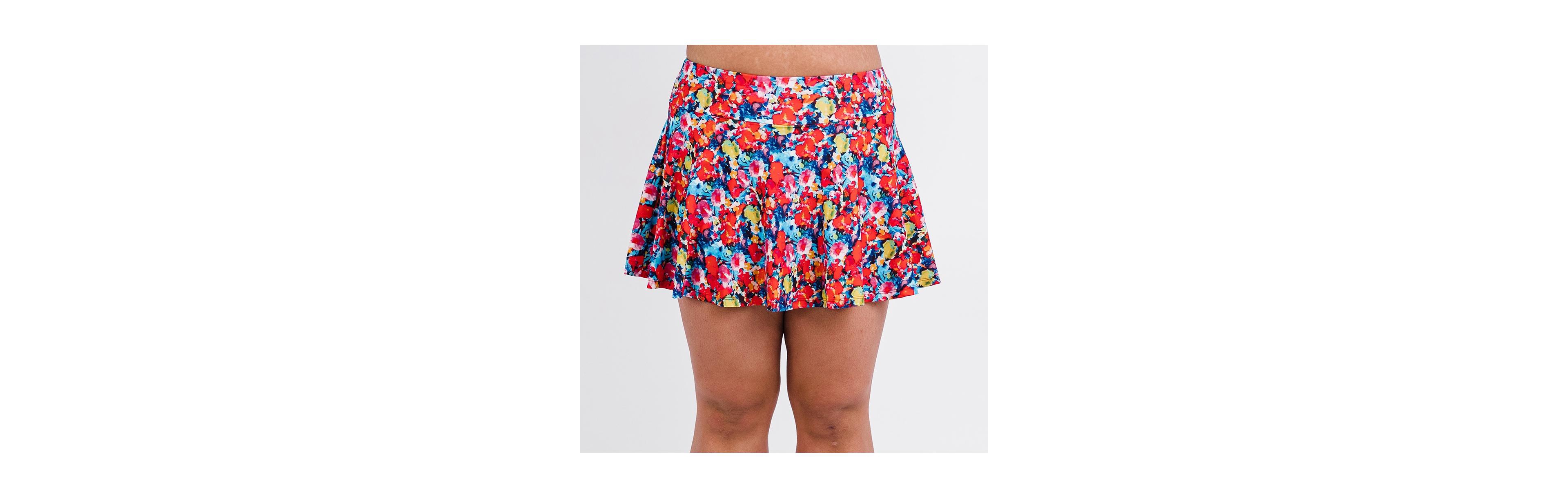 Calypsa Plus Flowy Swim Skirt With Attached Shorts
