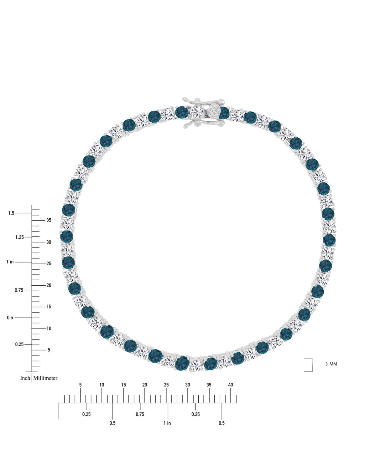 Macy's Round-cut Cubic Zirconia Bracelet In Sterling Silver In Blue