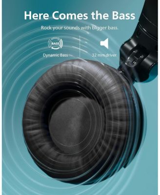 H3209 Wireless Headphones,On-Ear Bluetooth Headphones, 25H Battery Life, Fast Charging, Bluetooth 503, Dark Black