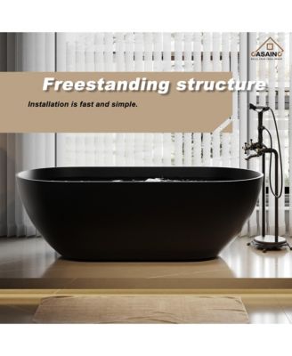 69" x 30" Solid Surface Stone Freestanding Soaking Bathtub