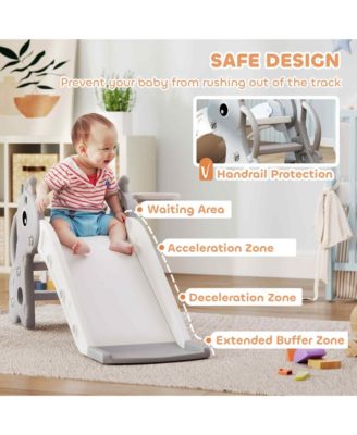 Kids Slide with Climber and Basketball Hoop, 3-in-1 Baby Slide,