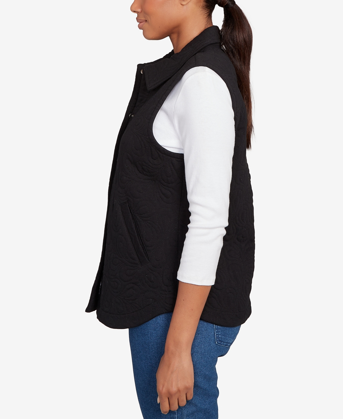 Ruby Rd. Petite Quilted Terry Inner Beauty Vest Jacket In Multi