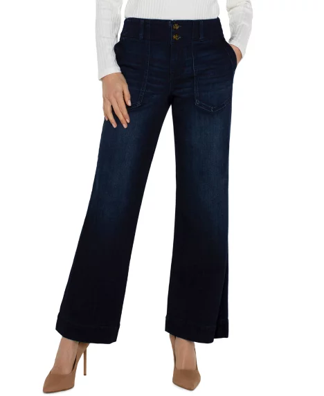 Petite Mid Rise Wide Leg Pants - Summit Lake
