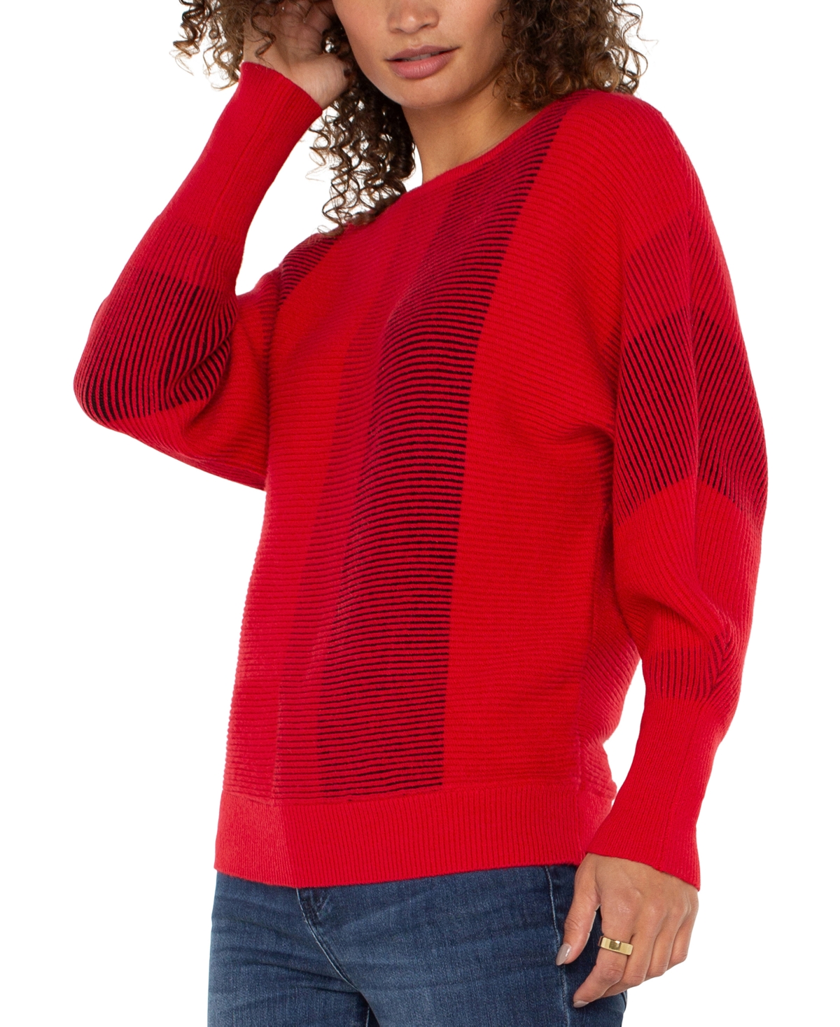 Liverpool Los Angeles Petite Boat Neck Dolmen Sweater In Red