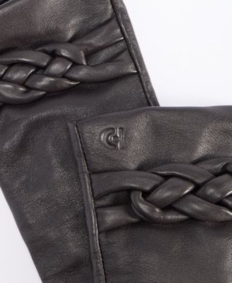Women's Braided-Cuff Leather Gloves