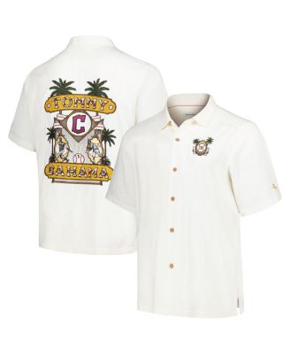 Tommy Bahama - Men's White Cleveland Guardians Pitcher's Paradiso Button-Up Camp Shirt