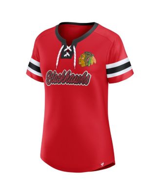 Women's Red Chicago Blackhawks Iconic Athena Lace-Up T-Shirt