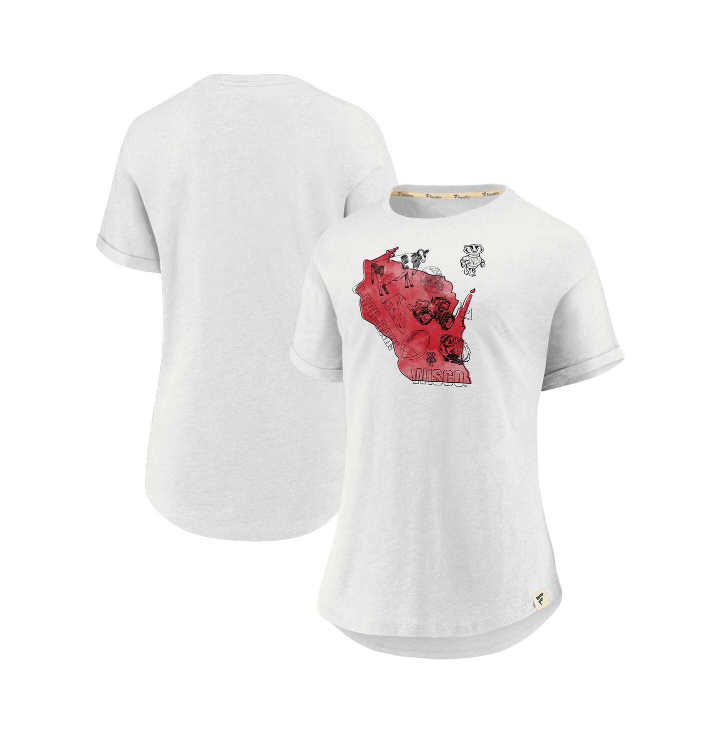 Женская футболка Fanatics White Wisconsin Badgers True Classics Home State — фото 1