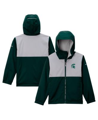 Columbia - Big Boys and Girls Green Michigan State Spartans Rainy Fields Lined Omni-Tech Full-Zip Hoodie Jacket