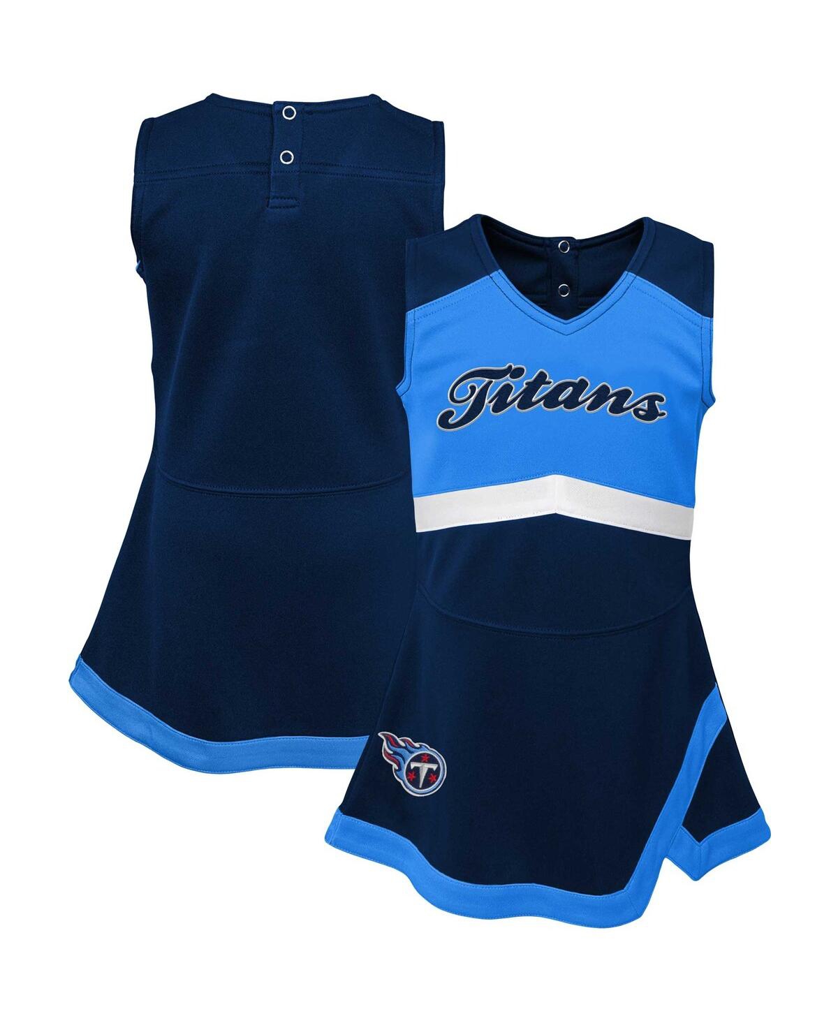 Outerstuff Girls Baby Boys And Girls Navy Tennessee Titans Cheer Captain Jumper Dress In Blue