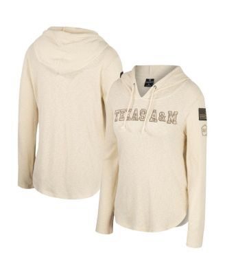 Colosseum - Women's Cream Texas A&M Aggies OHT Military Appreciation Casey Raglan Long Sleeve Hoodie T-Shirt