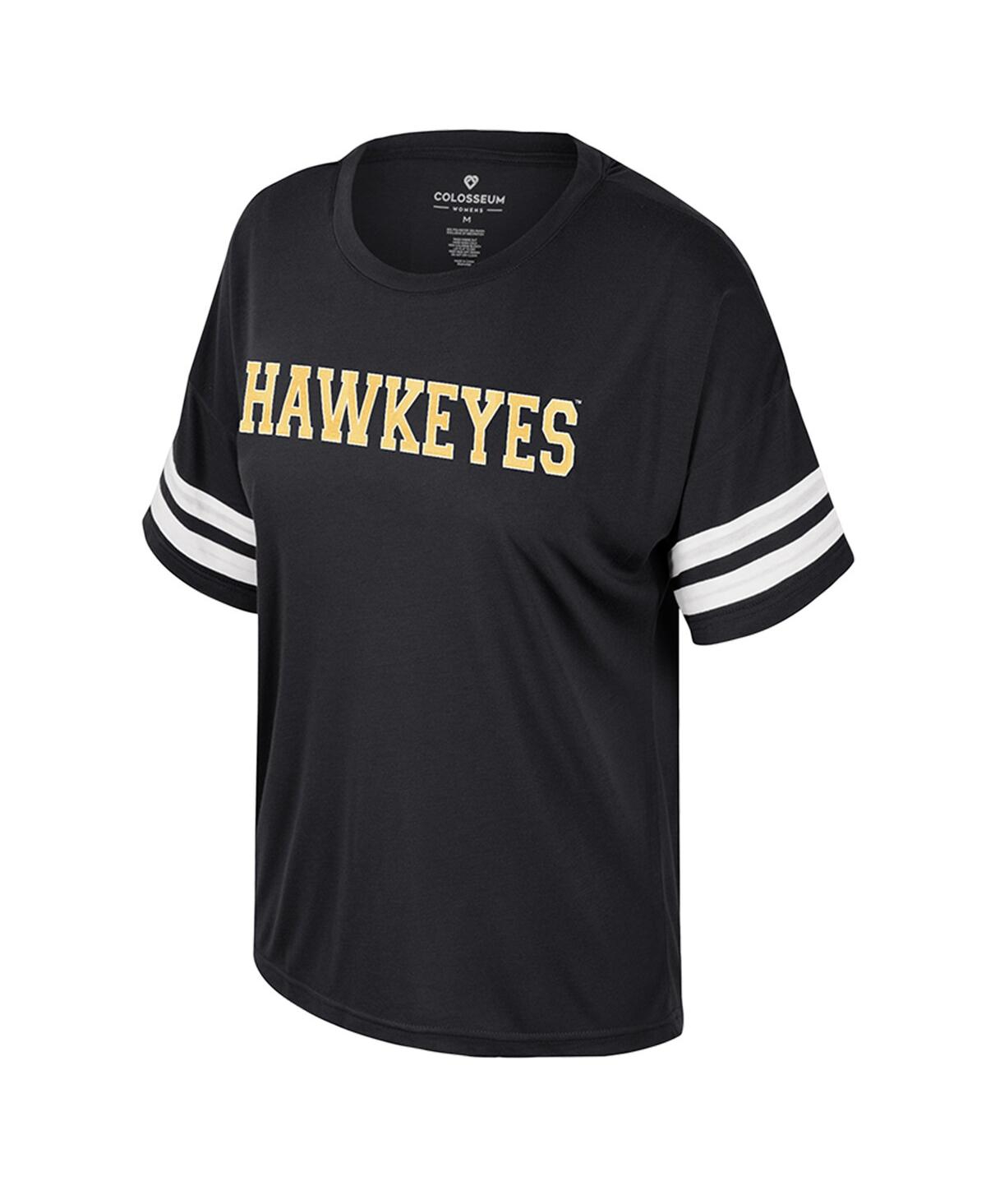 Colosseum Women's Black Iowa Hawkeyes Treasure Oversized Sequin T-shirt In Black
