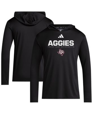 adidas - Men's Black Texas A&M Aggies 2025 Sideline Training Long Sleeve Hooded T-Shirt