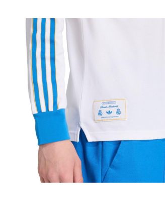 Men's White Real Madrid Terrace Icons Long Sleeve Polo Shirt