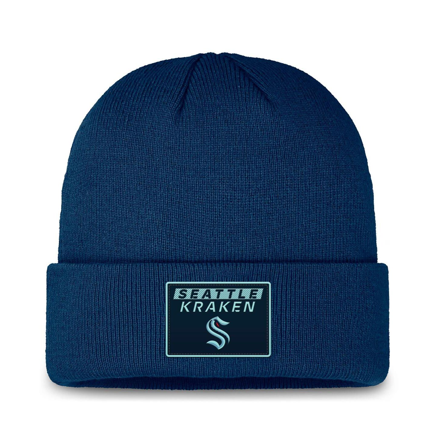 Мужская шапка Fanatics Deep Sea Blue Seattle Kraken Authentic Pro Cuffed Knit Hat — фото 1