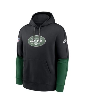 Men's Black New York Jets Throwback Logo Club Tri-Blend Pullover Hoodie