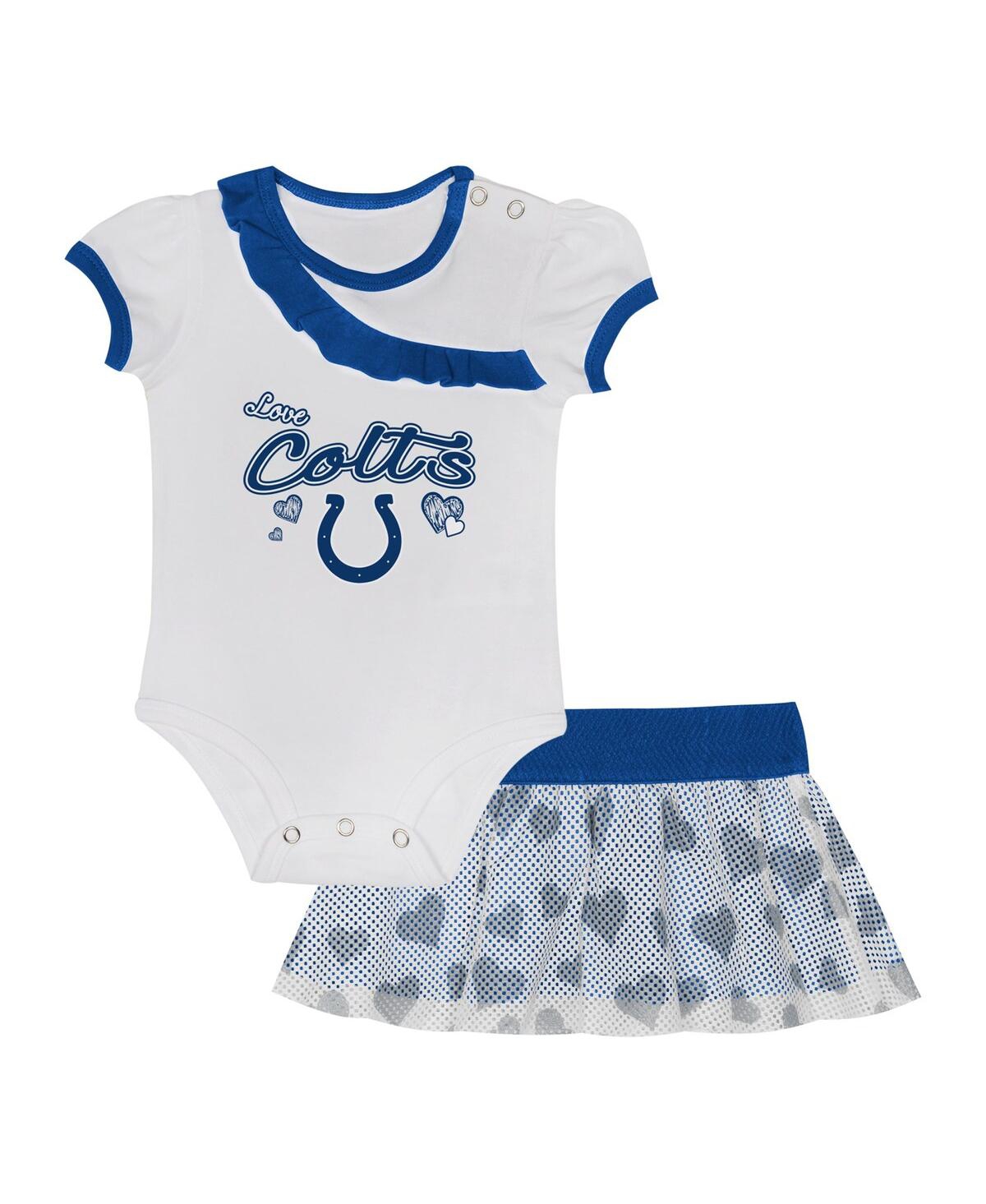 Outerstuff Baby Boys And Girls Indianapolis Colts Love My Team Bodysuit Skirt Set In White