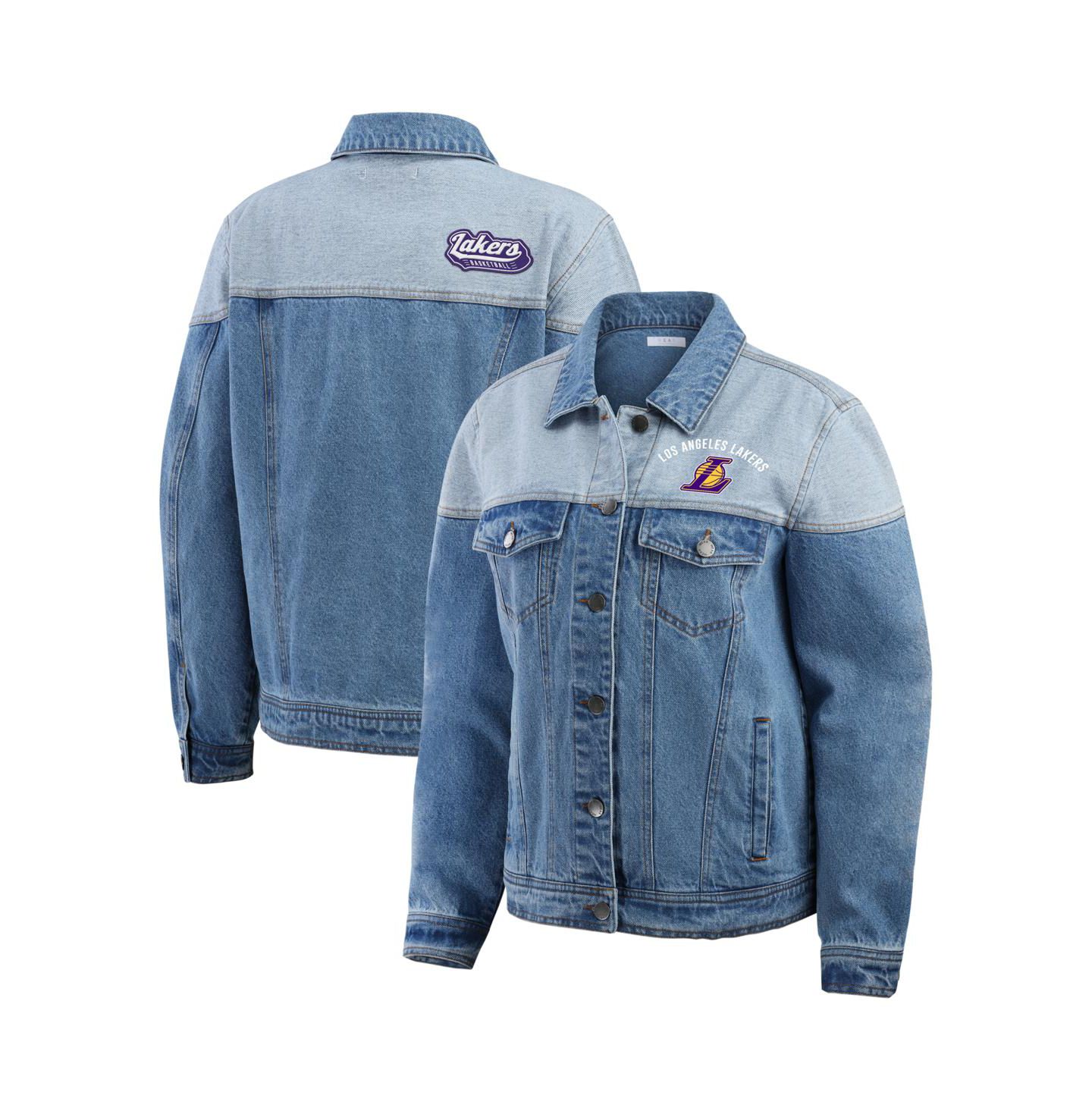 Женская куртка WEAR by Erin Andrews Blue Los Angeles Lakers Full-Button Denim Jacket — фото 1