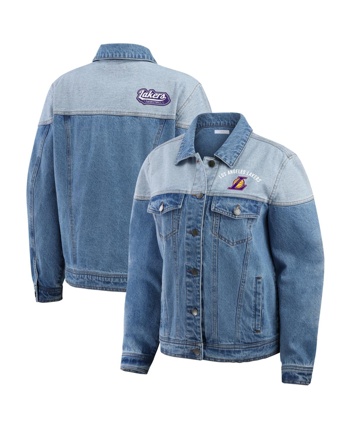 Wear By Erin Andrews Women's Blue Los Angeles Lakers Full-button Denim Jacket In Blue