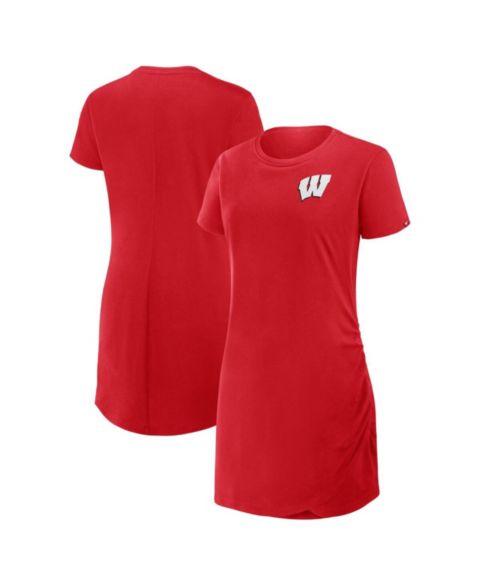 Женское платье Fanatics Red Wisconsin Badgers Ruched Drape T-Shirt