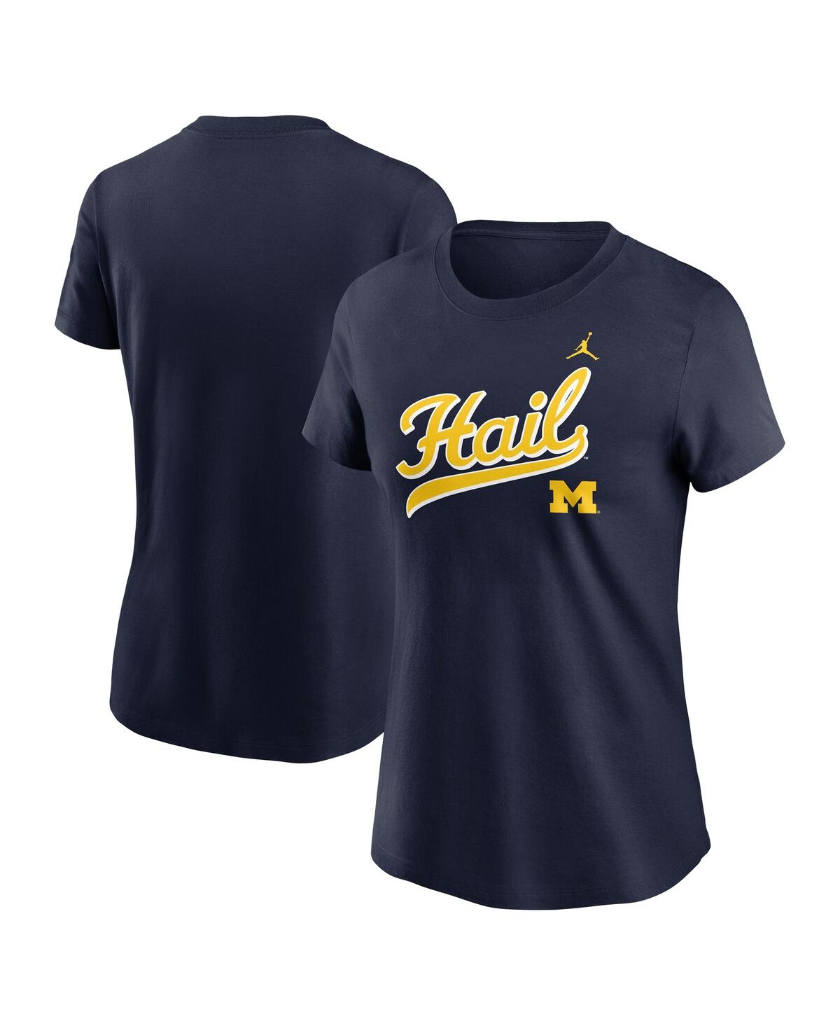 Jordan Women's Navy Michigan Wolverines Local Script T-shirt In Blue