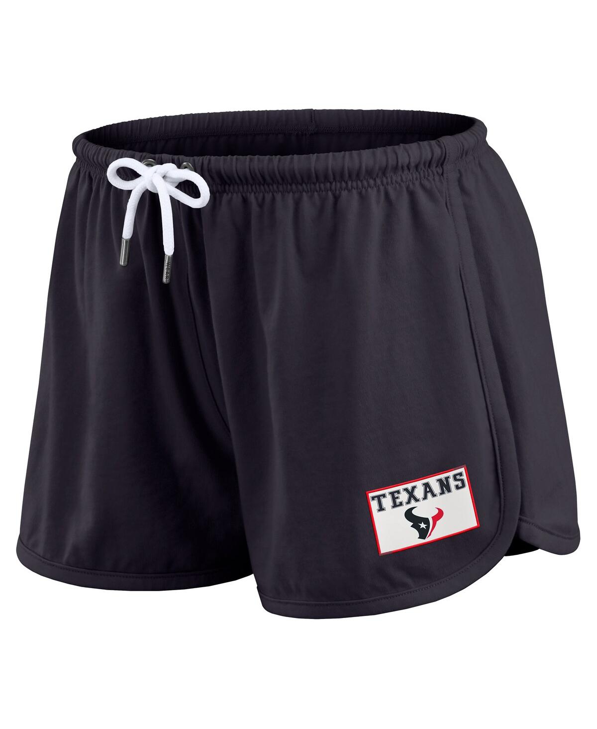 Wear By Erin Andrews Navy Houston Texans Heavy Rugby Jersey Long Sleeve T-shirt & Shorts Lounge Set In Black
