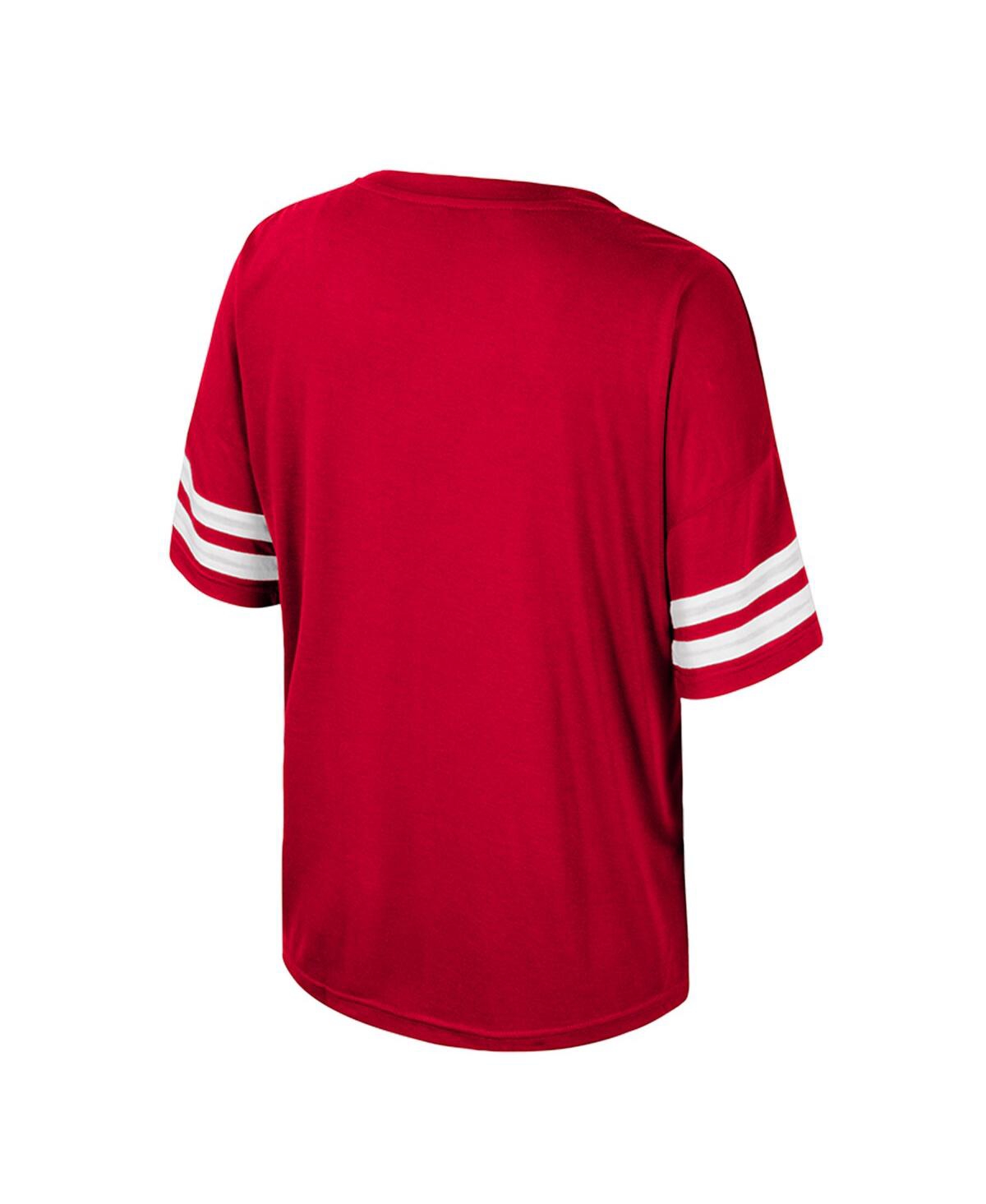 Colosseum Women's Red Wisconsin Badgers Treasure Oversized Sequin T-shirt In Red