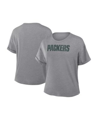 Fanatics - Women's Heather Gray Green Bay Packers Swing Pass Tri-Blend Boxy T-Shirt