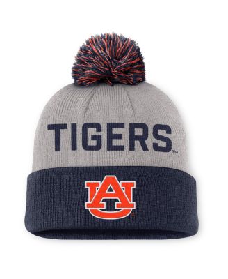 Nike - Men's Gray/Navy Auburn Tigers Primetime Peak Cuffed Knit Hat with Pom