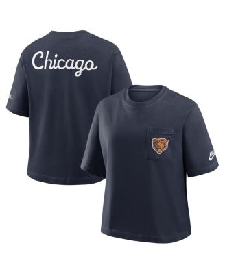 Women's Navy Chicago Bears Rewind Pocket Boxy T-Shirt