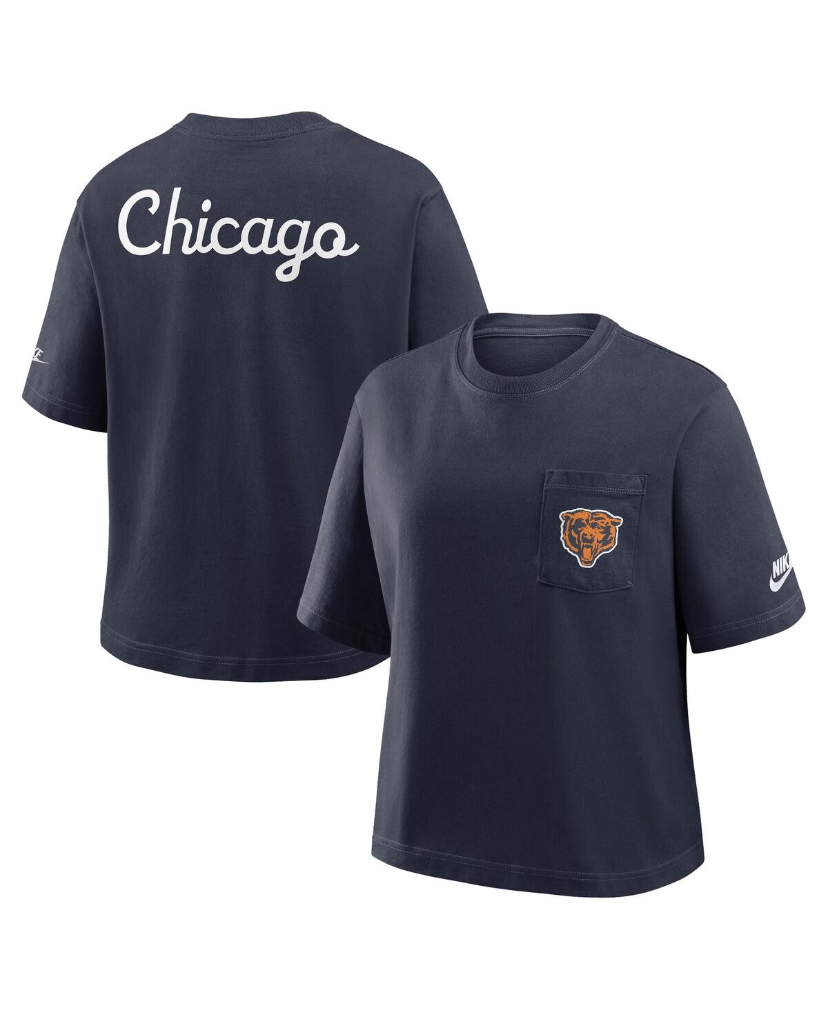Nike Navy Chicago Bears Rewind Pocket Boxy T-shirt In Blue