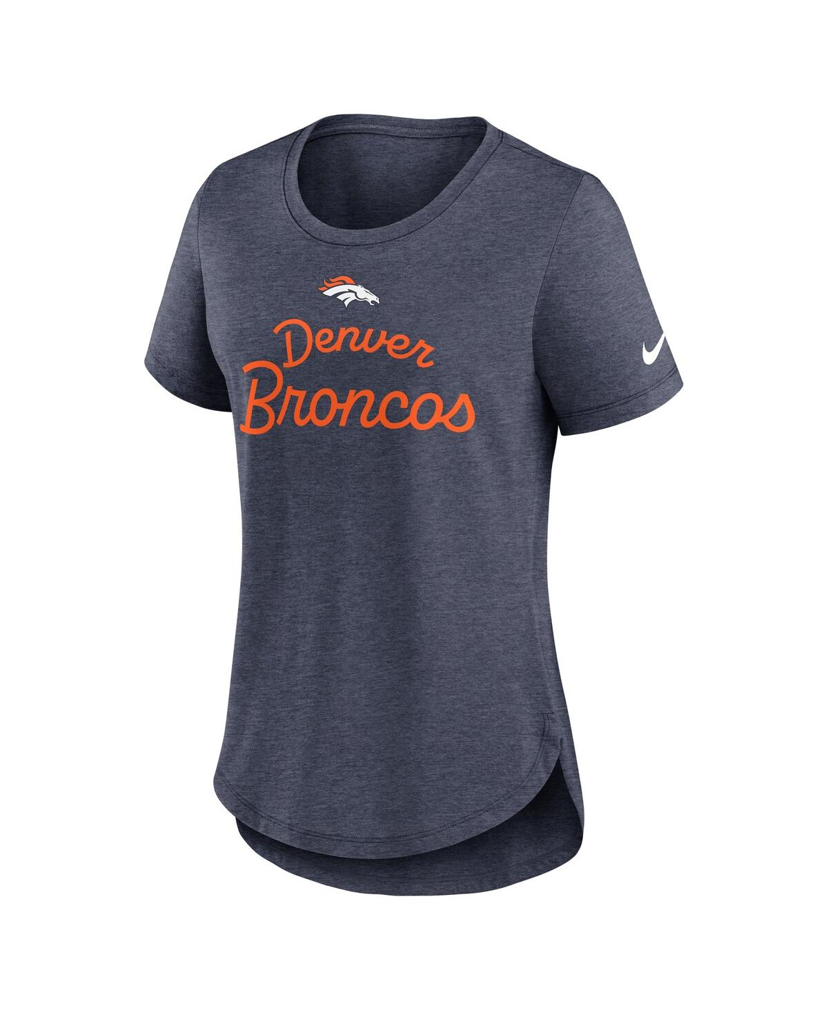 Nike Navy Denver Broncos Script Tri-blend T-shirt In Blue