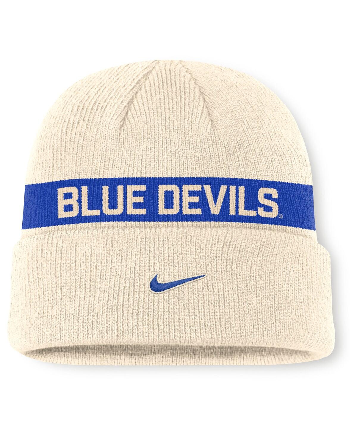 Nike Natural Duke Blue Devils Peak Primetime Utility Cuffed Knit Hat In Neutral