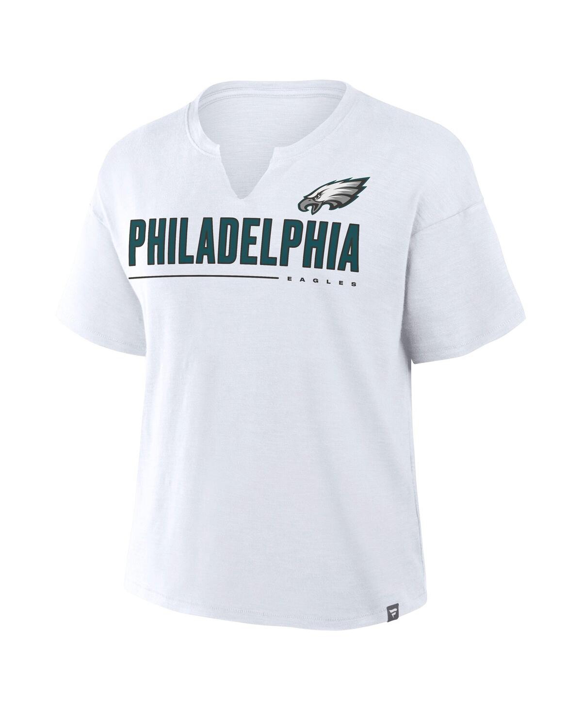 Fanatics Women's White Philadelphia Eagles Redzone Slub Boxy T-shirt In White
