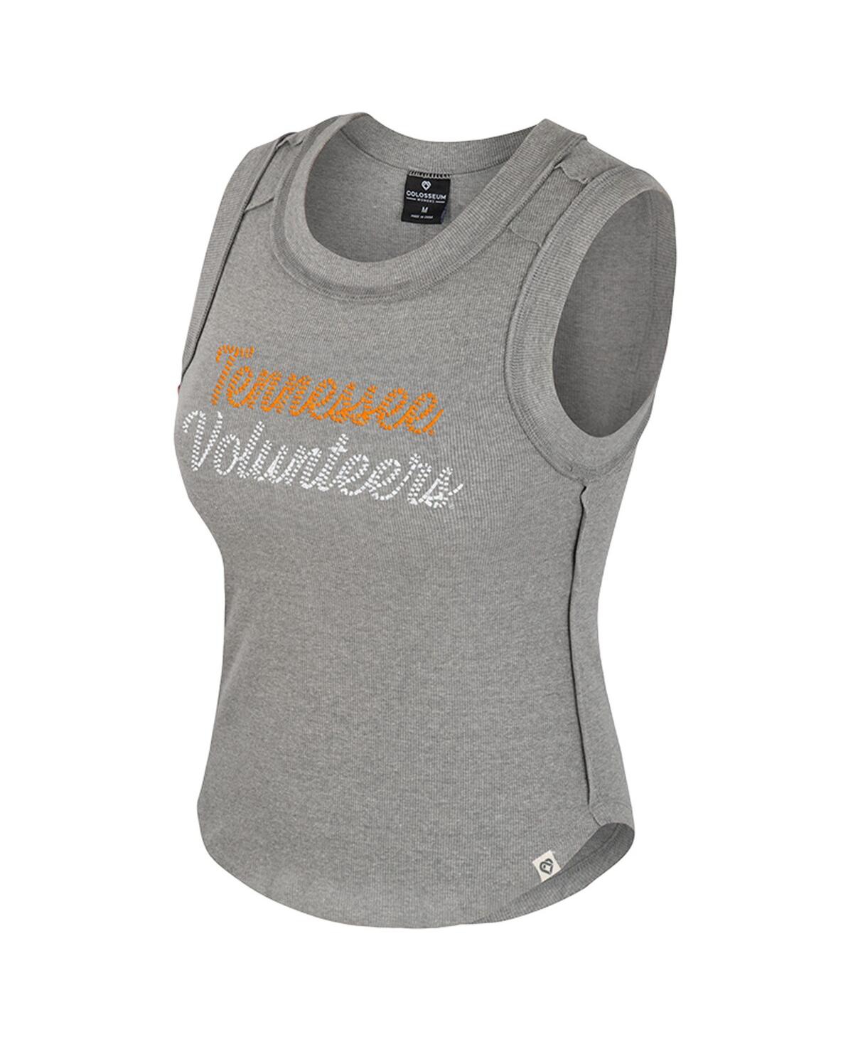 Colosseum Women's Heather Gray Tennessee Volunteers Beach You Ribbed Tri-blend Tank Top In Gray