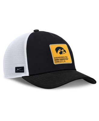 Men's Black/White Iowa Hawkeyes 2025 On-Field Rise Engineered Trucker Adjustable Hat
