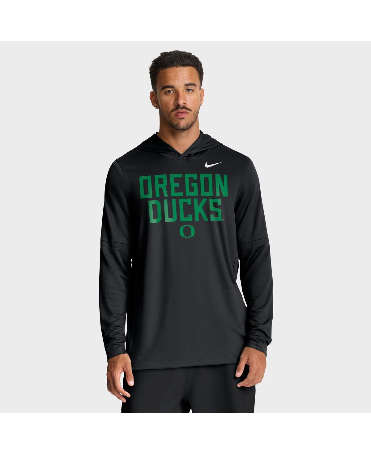 Nike Black Oregon Ducks 2025 Sideline Performance Long Sleeve Hoodie T-shirt In Black