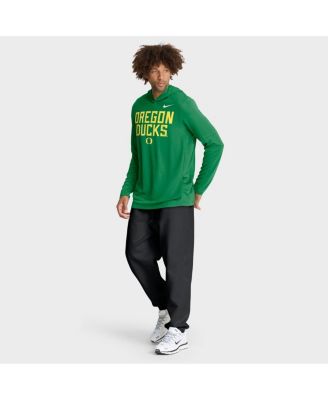 Men's Green Oregon Ducks 2025 Sideline Performance Long Sleeve Hoodie T-Shirt