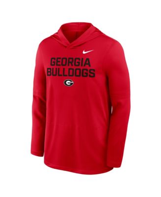 Men's Red Georgia Bulldogs 2025 Sideline Performance Long Sleeve Hoodie T-Shirt